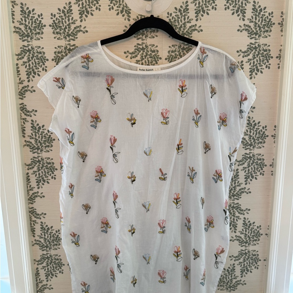Roller Rabbit Cream Cap Sleeve Swim Coverup